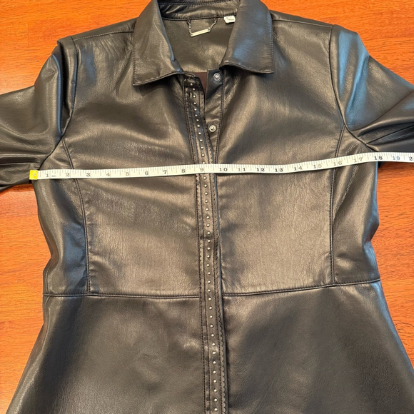 Chico's Riveted Faux Leather Peplum Jacket‎ Black Size Small - Picture 9 of 12